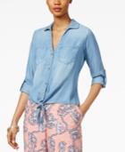 Thalia Sodi Tie-front Denim Shirt, Only At Macy's