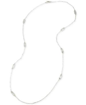 Abs By Allen Schwartz Silver-tone Baguette Crystal Station Necklace