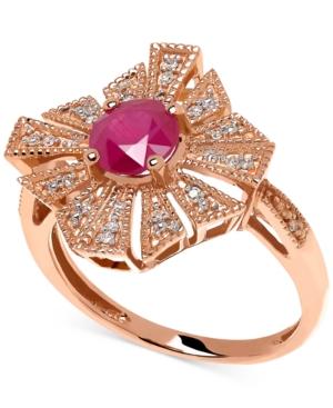 Ruby (1 Ct. T.w.) And Diamond Accent Ring In 14k Rose Gold