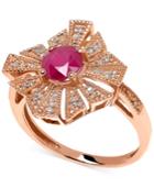 Ruby (1 Ct. T.w.) And Diamond Accent Ring In 14k Rose Gold