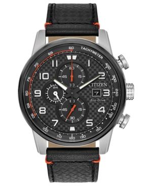 Citizen Men's Chronograph Eco-drive Primo Black Leather Strap Watch 45mm