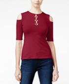Guess Maja Cold-shoulder Lace-up Top, A Macy's Exclusive