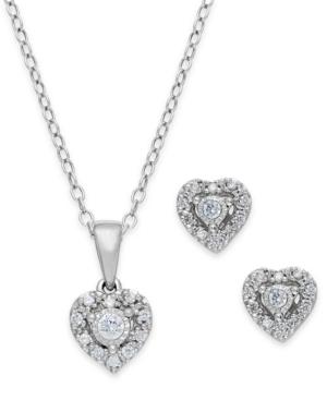 Trumiracle Diamond Heart Jewelry Set In Sterling Silver (1/5 Ct. T.w.)