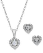 Trumiracle Diamond Heart Jewelry Set In Sterling Silver (1/5 Ct. T.w.)