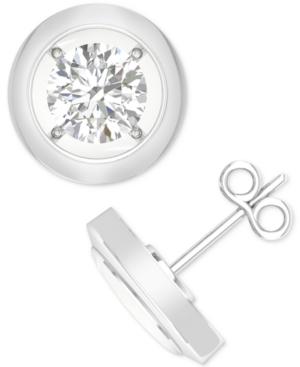 Magnificence Diamond Open Frame Stud Earrings (1/6 Ct. T.w.) In 14k White Gold