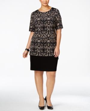 Connected Plus Size Printed Colorblocked Dress