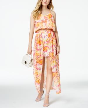 The Edit By Seventeen Juniors' Printed Chiffon-overlay Skirt, Created For Macy's