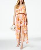 The Edit By Seventeen Juniors' Printed Chiffon-overlay Skirt, Created For Macy's