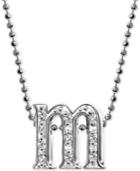 Alex Woo Diamond Accent Initial M Pendant Necklace In 14k White Gold