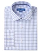 Vince Camuto Men's Slim-fit Comfort Stretch White/blue Melange Check Dress Shirt