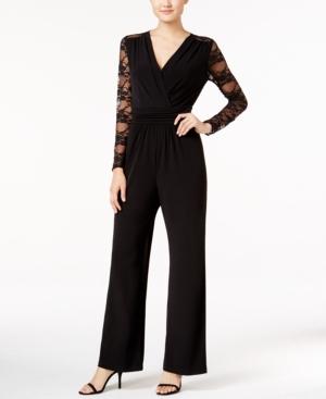 Tahari Asl Lace Surplice Jumpsuit