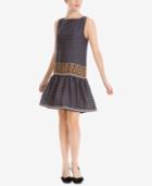 Max Studio London Mixed-print Drop-waist Dress