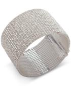 Anne Klein Silver-tone Crystal Wide Cuff Bracelet