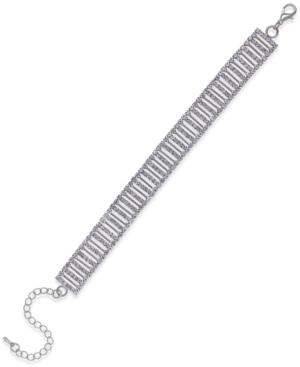 Inc International Concepts Silver-tone Pave & Stick Flex Bracelet, Only At Macy's