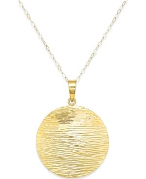 Brushed Circle Pendant Necklace In 14k Gold