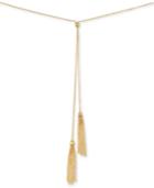 Double Tassel Lariat Necklace In 14k Gold