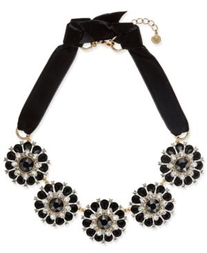 Charter Club Gold-tone Jet & Clear Crystal Velvet Statement Necklace, Created For Macy's