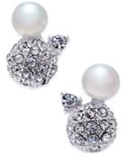 Inc International Concepts Silver-tone Pave Ball And Imitation Pearl Stud Earrings, Only At Macy's