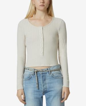 Avec Les Filles Cropped Henley Top