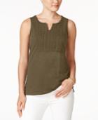 Charter Club Petite Cotton Crochet Top, Created For Macy's