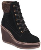 Tommy Hilfiger Solenne Lace-up Platform Wedge Booties Women's Shoes