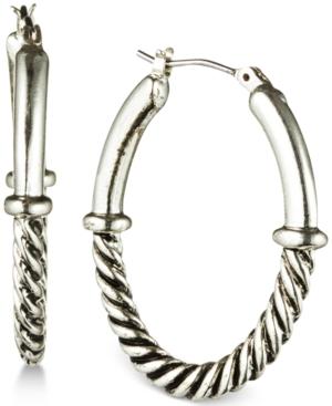 Anne Klein Silver-tone Textured Hoop Earrings