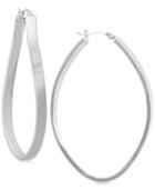 Large Oval Twisted Hoop Earrings In Sterling Silver