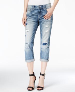 Miss Me Ripped Cropped Medium Blue Wash Boyfriend Jeans