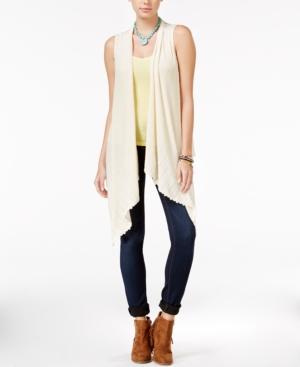 American Rag Crochet-trim Mixed-media Waterfall Vest, Only At Macy's