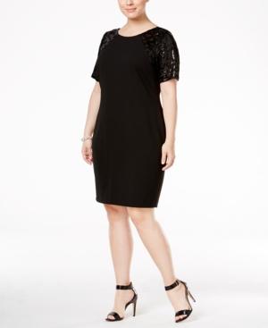 Calvin Klein Plus Size Sequined-sleeve Sheath Dress
