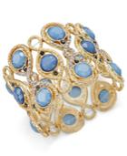 Inc International Concepts Gold-tone Pave Blue Stone Stretch Bracelet, Only At Macy's