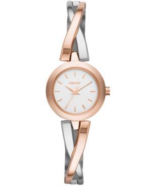 Dkny Women's Crosswalk Two-tone Stainless Steel Half-bangle Bracelet Watch 20mm Ny2172