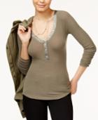 American Rag Juniors' Ribbed Henley Top, Only At Macy's