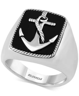 Effy Men's Onyx (8 X 6mm) Anchor Ring In Sterling Silver