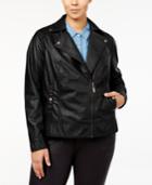 Jou Jou Trendy Plus Size Asymmetrical Faux-leather Jacket