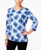 Karen Scott Petite Floral-print Sweatshirt, Only At Macy's