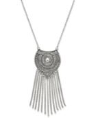 Silver-tone Tasseled Pendant Necklace