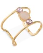Carolee Gold-tone Stone And Crystal Open Cuff Bracelet
