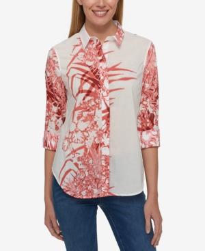 Tommy Hilfiger Cotton Printed Roll-tab Shirt, Created For Macy's