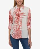 Tommy Hilfiger Cotton Printed Roll-tab Shirt, Created For Macy's