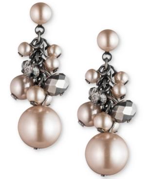 Carolee Hematite-tone Shaky Bead Drop Earrings