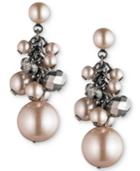 Carolee Hematite-tone Shaky Bead Drop Earrings