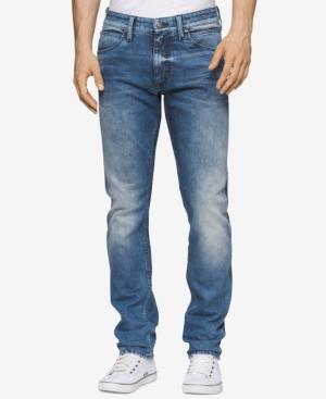 Calvin Klein Men's Slim-fit Uneven Blue Jeans