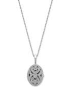 Diamond Oval Locket Pendant Necklace (3/8 Ct. T.w.) In Sterling Silver
