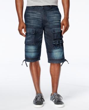 Sean John Men's Washed-denim Flight Shorts