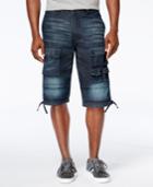 Sean John Men's Washed-denim Flight Shorts