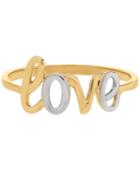 Two-tone Scripted Love Ring In 14k Gold & Rhodium-plate