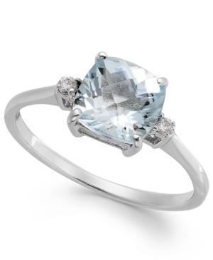 Aquamarine (1-1/3 Ct. T.w.) And Diamond Accent Ring In 14k White Gold