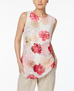 Calvin Klein High-low Floral-print Top