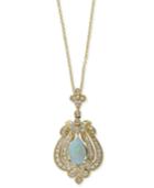 Aurora By Effy Opal (9/10 Ct. T.w.) And Diamond (1/2 Ct. T.w.) Pendant Necklace In 14k Gold